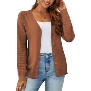 REDHOTYPE Cardigan Sweater Button Down Open Front Long Sleeve, L, 3J-129T003